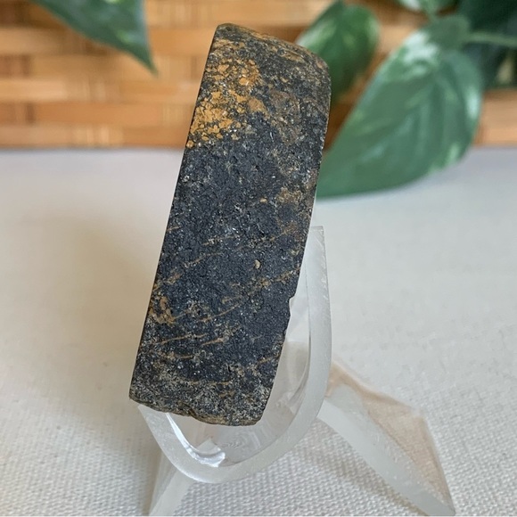 Thick Agate Geode Slab Slice Natural Crystal Gold Druzy Brazilian W Free Stand - Picture 6 of 10